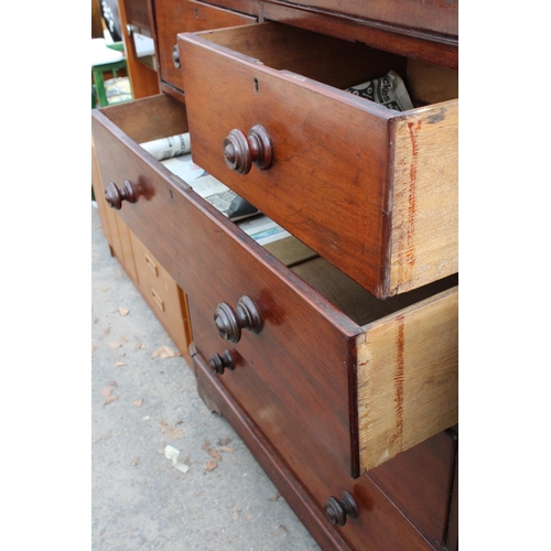 2729 - A VICTORIAN MAHOGANY CHEST OF 2 SHORT AND 3 LONG DRAWERS, 44.5