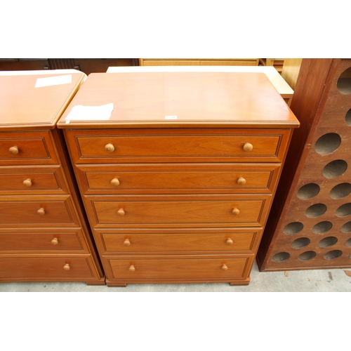 2740 - A MODERN STAG CHEST OF FIVE DRAWERS