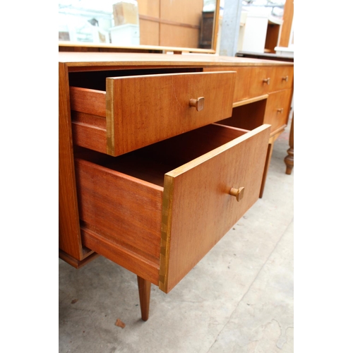 2747 - A MCINTOSH RETRO TEAK DRESSING TABLE ENCLOSING FIVE DRAWERS, 55.5