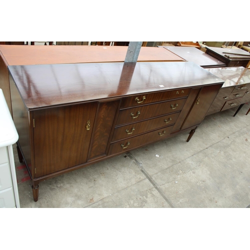 2749 - A MAHOGANY STRONGBOW FURNITURE SIDEBOARD ENCLOSING FOUR DRAWERS AND TWO CUPBOARDS, 72