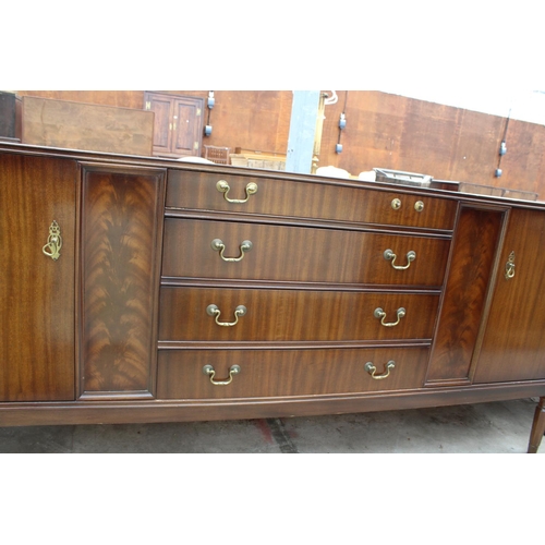 2749 - A MAHOGANY STRONGBOW FURNITURE SIDEBOARD ENCLOSING FOUR DRAWERS AND TWO CUPBOARDS, 72