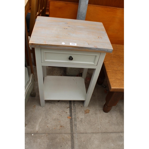 2752 - A MODERN PAINTED BEDSIDE TABLE WITH SINGLE DRAWER