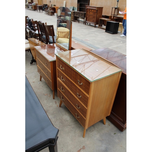 2764 - A MID 20TH CENTURY TEAK CHEST OF FOUR DRAWERS AND A MATCHING DRESSING CHEST (30