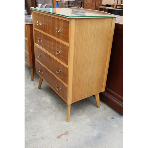 2764 - A MID 20TH CENTURY TEAK CHEST OF FOUR DRAWERS AND A MATCHING DRESSING CHEST (30