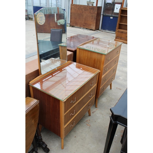 2764 - A MID 20TH CENTURY TEAK CHEST OF FOUR DRAWERS AND A MATCHING DRESSING CHEST (30