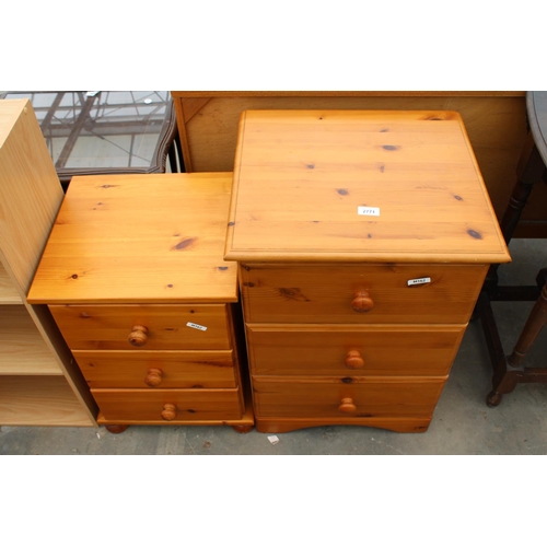 2771 - TWO SIMILAR PINE BEDSIDE CHESTS