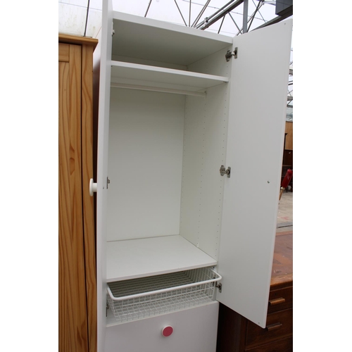 2774 - A MODERN WHITE TWO DRAWER WARDROBE WITH TWO DRAWERS TO BASE, 23