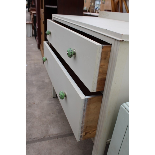 2776 - TWO MID 20TH CENTURY PAINTED CHESTS OF DRAWERS WITH MATCHING KNOBS, 36