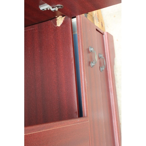 2779 - A MODERN MAHOANY EFFECT TWO DOOR WARDROBE WITH TWO DRAWERS TO BASE, 31