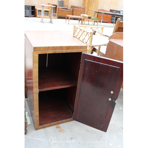 2785 - A MID 20TH CENTURY OAK CHILDS ELBOW CHAIR, BAMBOO AND WICKER CORNER STAND AND WALNUT LOCKER