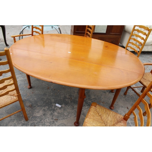 2802 - A GEORGIAN STYLE OVAL OAK WAKES TABLE, 77