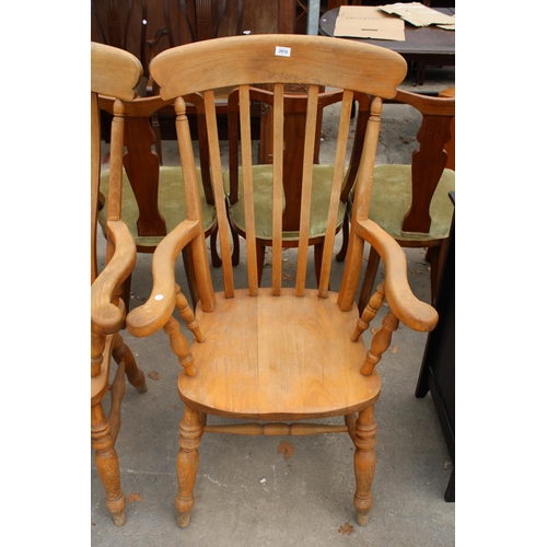 2812 - A VICTORIAN STYLE BEECH FARMHOUSE CHAIR