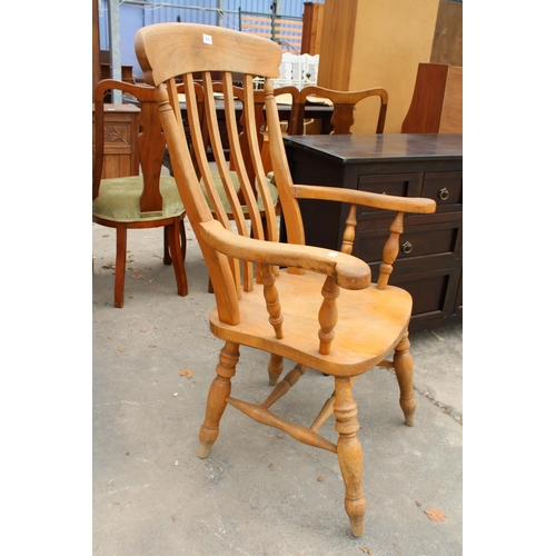 2812 - A VICTORIAN STYLE BEECH FARMHOUSE CHAIR