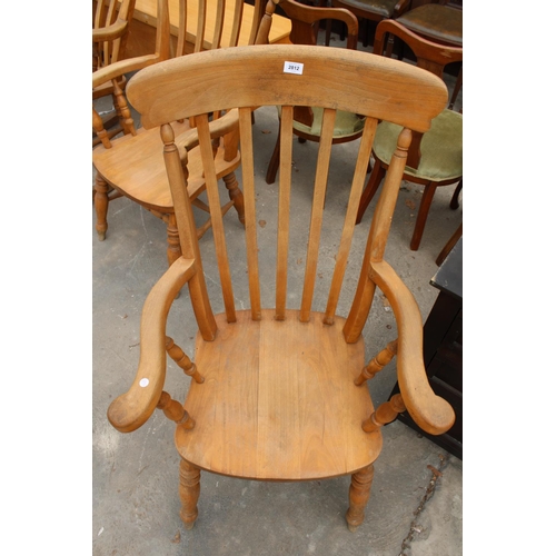 2812 - A VICTORIAN STYLE BEECH FARMHOUSE CHAIR