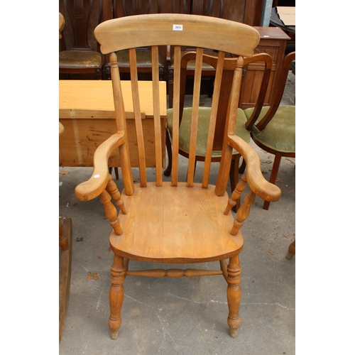 2813 - A VICTORIAN STYLE BEECH FARMHOUSE CHAIR