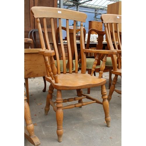 2813 - A VICTORIAN STYLE BEECH FARMHOUSE CHAIR