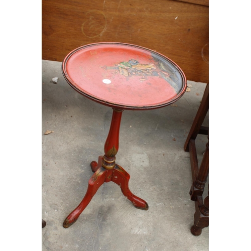 2819 - A BENTWOOD STOOL, MINIATURE WROUGHT IRON CHAIR WITH INSET TILE SIGNED VALLAURIS, R. LEDUC AND TRIPOD... 