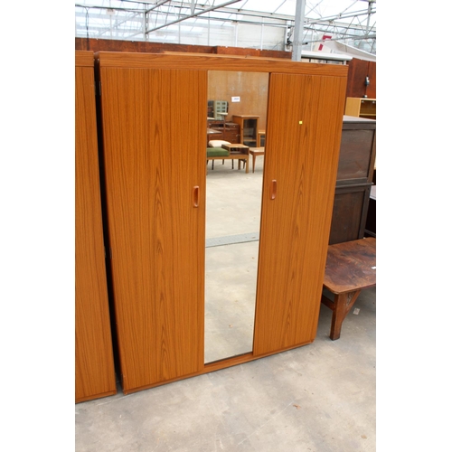 2824 - A RETRO SCHRIEBER TWO DOOR WARDROBE WITH MIRRORED CENTRAL SECTION, 47.5