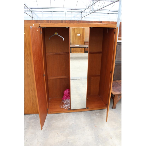 2824 - A RETRO SCHRIEBER TWO DOOR WARDROBE WITH MIRRORED CENTRAL SECTION, 47.5