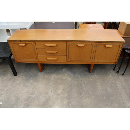 2835 - A RETRO TEAK SIDEBOARD ENCLOSING THREE DRAWERS AND THREE CUPBOARDS, 72