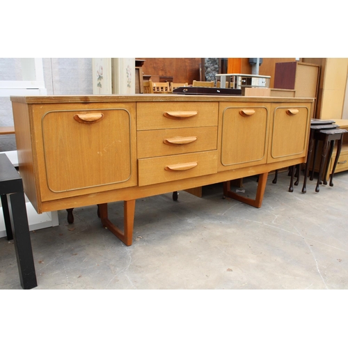 2835 - A RETRO TEAK SIDEBOARD ENCLOSING THREE DRAWERS AND THREE CUPBOARDS, 72