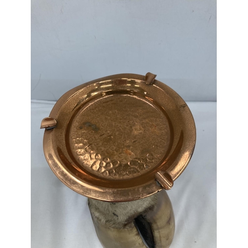 28 - A COWS HOOF WITH COPPER ASHTRAY