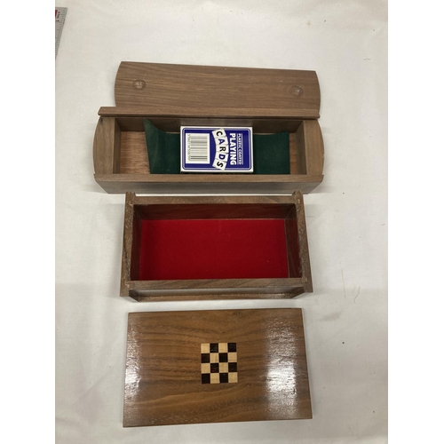 41 - TWO CARD BOXES HANDCRAFTED BY GORDON WARR WITH LETTER OF PROVENANCE