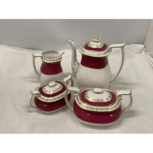 46 - A SPODE BONE CHINA COFFEE SET COMPRISING OF A COFFEE POT, JUG, LIDDED CREAM AND SUGAR