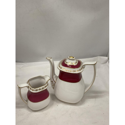 46 - A SPODE BONE CHINA COFFEE SET COMPRISING OF A COFFEE POT, JUG, LIDDED CREAM AND SUGAR