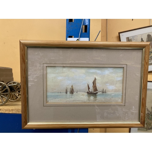 55 - TWO FRAMED WATERCOLOURS OF BOAT SCENES SIGNED F.D