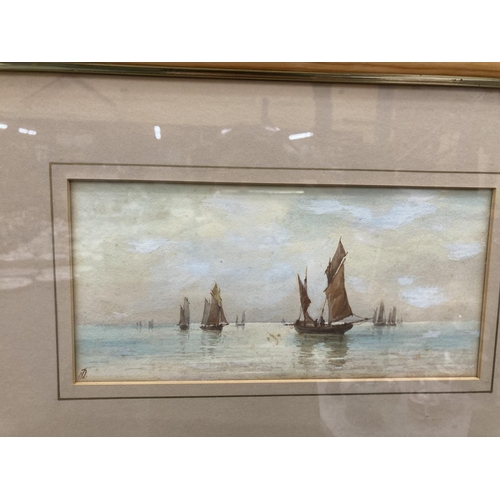 55 - TWO FRAMED WATERCOLOURS OF BOAT SCENES SIGNED F.D