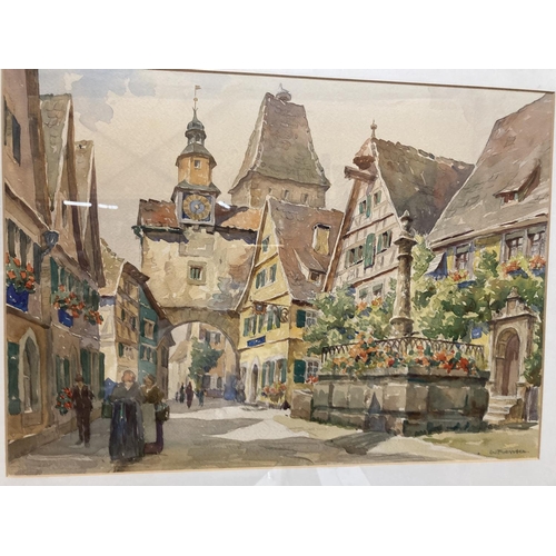 59 - A FRAMED PRINT OF A WATERCOLOUR OF ROTHENBURG OB DER TAUBER BY WILLI FOERSTER