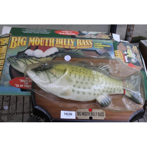 1626 - A LARGE PLASTIC ALIGATOR AND AN ELECTRIC BIG MOUTH BILLY BASS