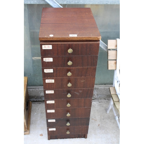 1635 - A NINE DRAWER WOODEN WORKSHOP CHEST