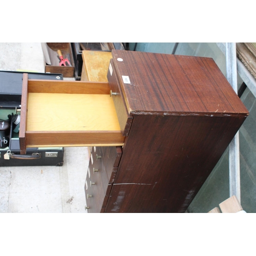 1635 - A NINE DRAWER WOODEN WORKSHOP CHEST