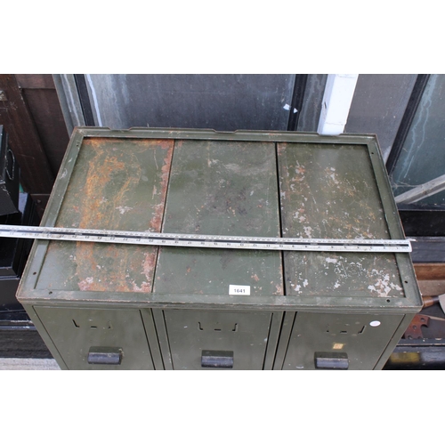 1641 - A GREEN METAL SECTIONAL FILING CHEST WITH SIX SECTIONS AND FRAME