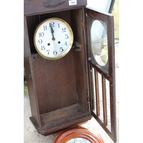 1645 - TWO CHIMING WALL CLOCKS TO INCLUDE AN OAK CASED EXAMPLE