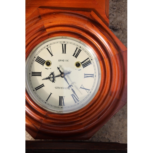 1645 - TWO CHIMING WALL CLOCKS TO INCLUDE AN OAK CASED EXAMPLE