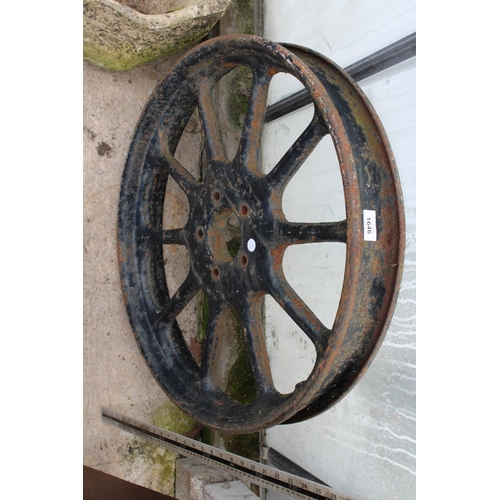 1646 - A VINTAGE CAST IRON WHEEL RIM