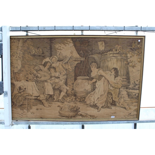 1659 - A VINTAGE FRAMED TAPESTRY