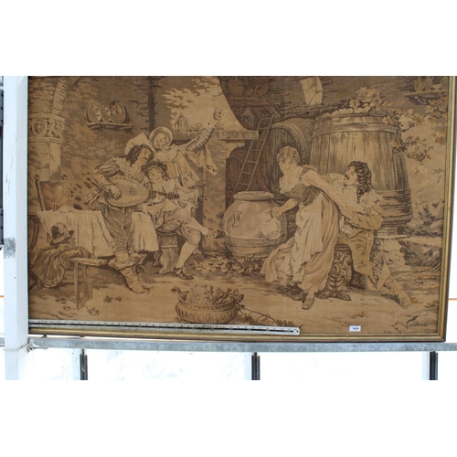 1659 - A VINTAGE FRAMED TAPESTRY