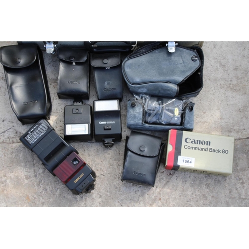 1664 - AN ASSORTMENT OF VARIOUS CANON CAMERA FLASHES