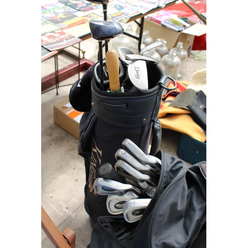 1760 - TWO GOLF BAGS AND AN ASSORTMENT OF GOLF CLUBS