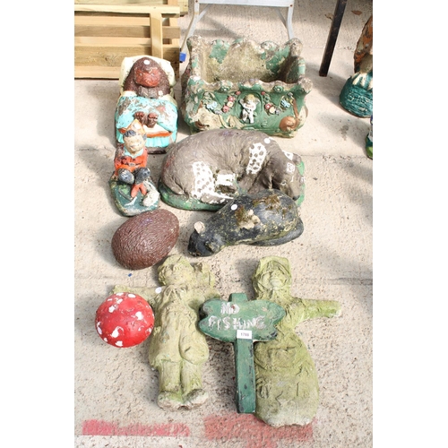 1788 - AN ASSORTMENT OF PAINTED CONCRETE GARDEN FIGURES