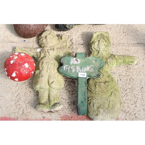 1788 - AN ASSORTMENT OF PAINTED CONCRETE GARDEN FIGURES