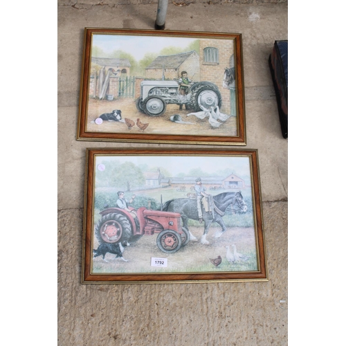 1792 - TWO FRAMED PRINTS OF VINTAGE TRACTORS