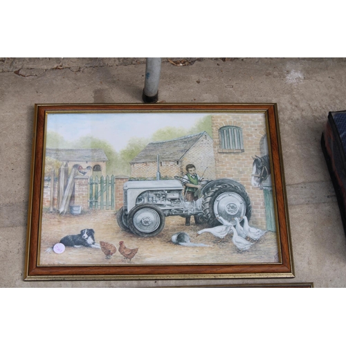 1792 - TWO FRAMED PRINTS OF VINTAGE TRACTORS