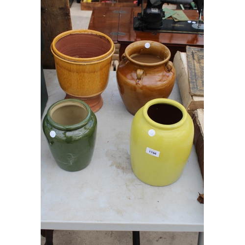 1796 - FOUR VARIOUS STONEWARE POTS