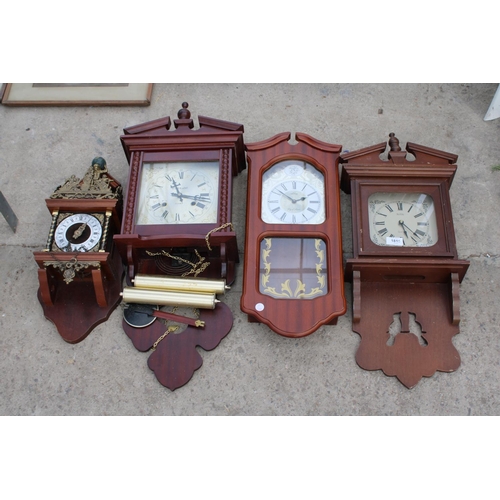 1815 - FOUR VARIOUS WALL CLOCKS