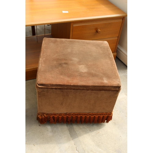 2840 - A MODERN TEAK EFFECT STAND AND BOX STOOL